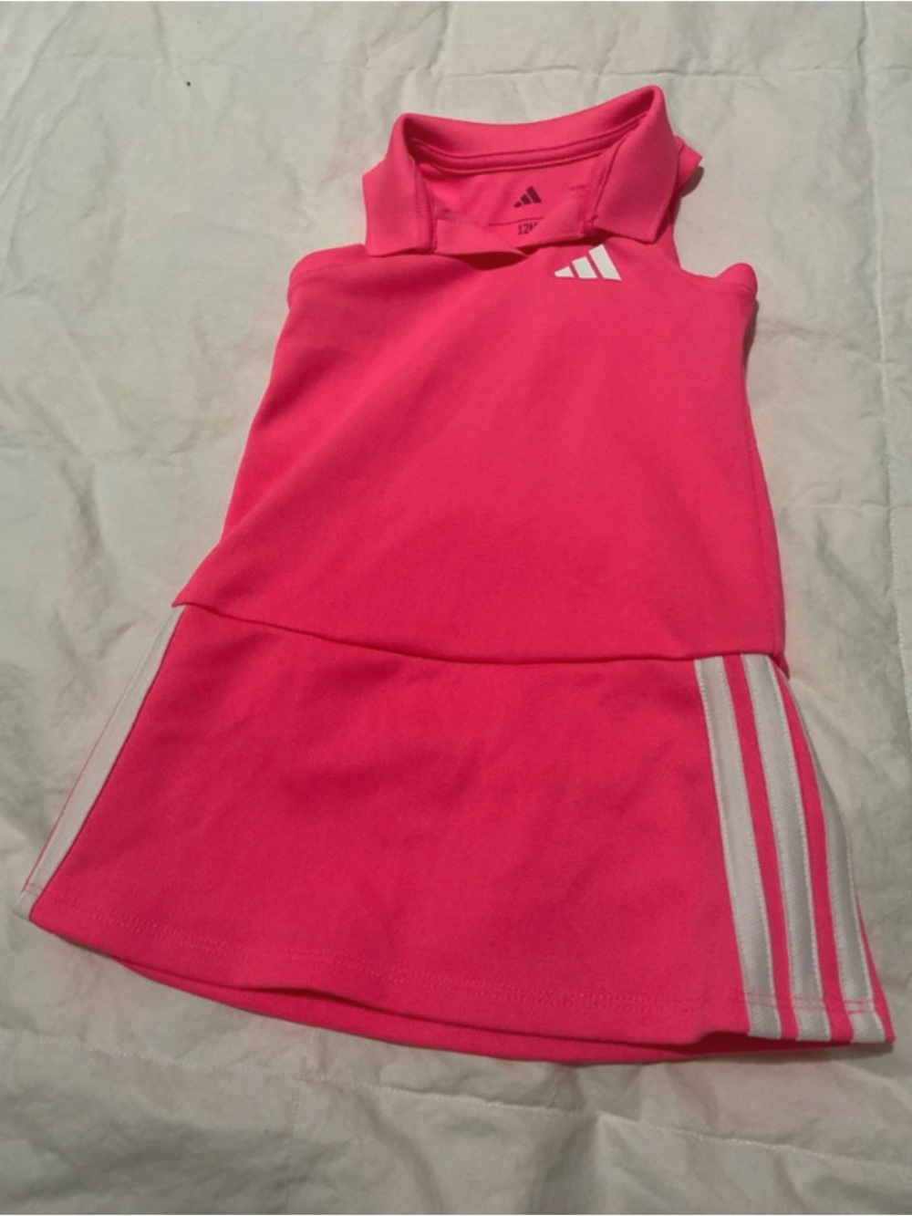 adidas Hot Pink Sleeveless Polo Dress with White Stripes